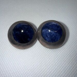 Vintage Taxco Mexico Sterling Silver Lapis Lazuli Clip-On Earrings